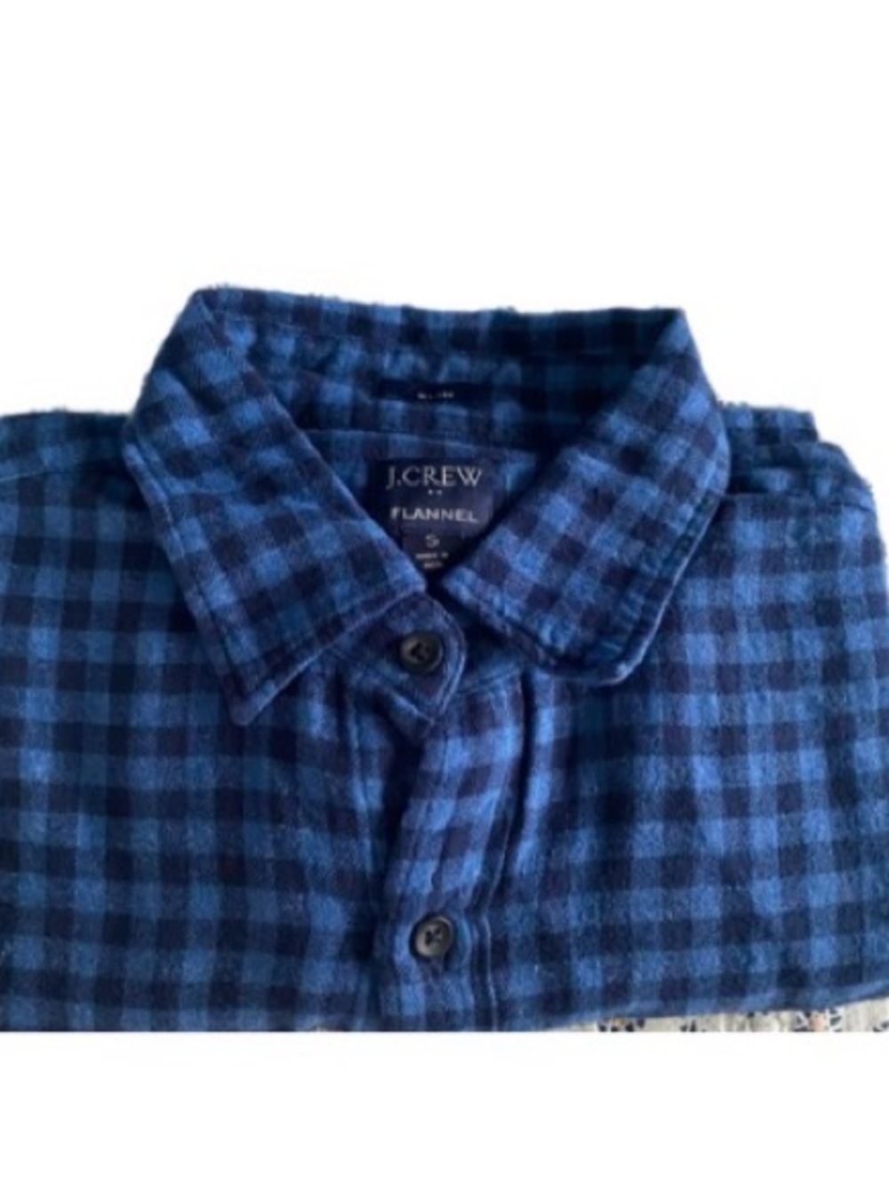 J. Crew Blue and Navy Plaid Flannel Button-Down Shirt